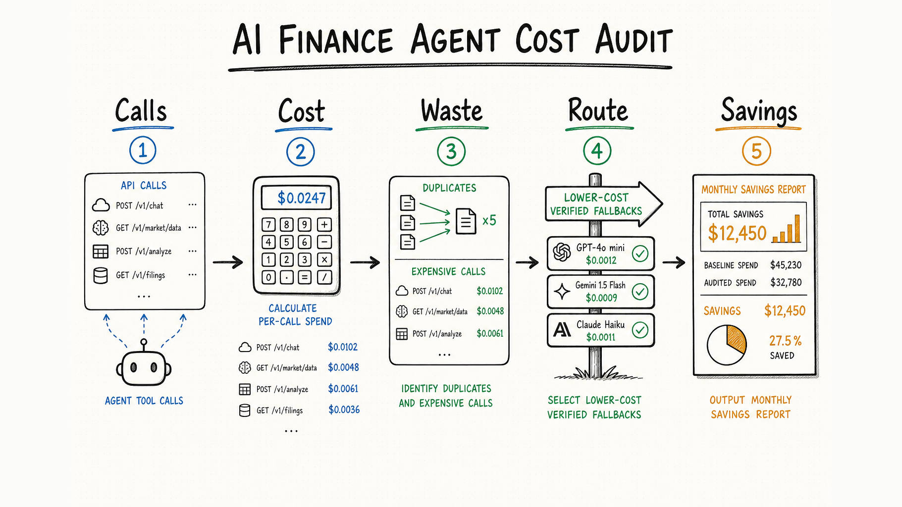 AI finance agent cost audit workflow for identifying waste and reducing API spend
