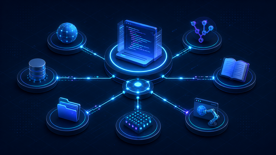 OpenCode agent hub connected through permission gates to web, documents, repositories, browser, database, files, memory, and location data