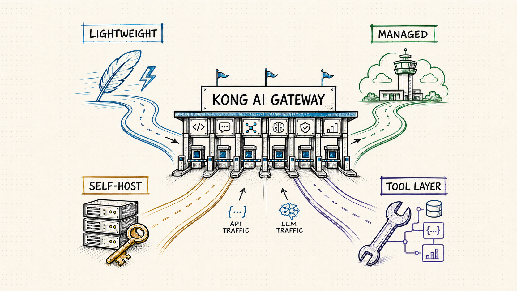 Kong AI Gateway Alternatives editorial diagram