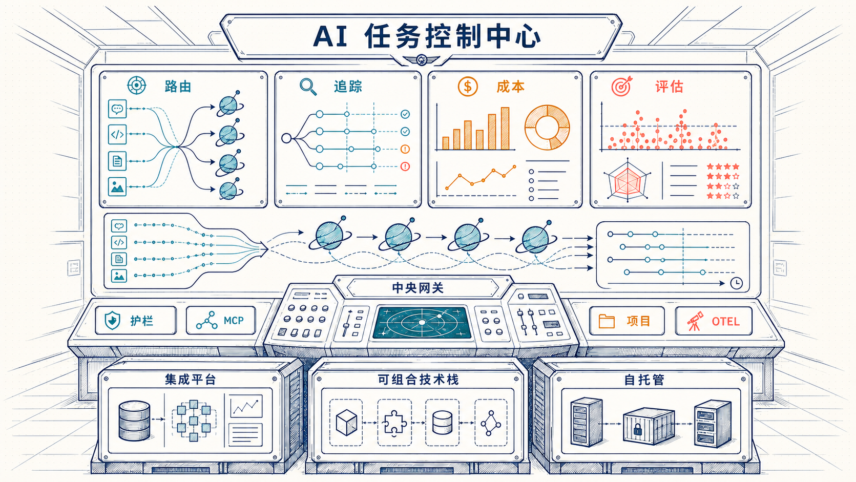 LangDB 替代方案：一体化控制还是可组合架构 编辑示意图