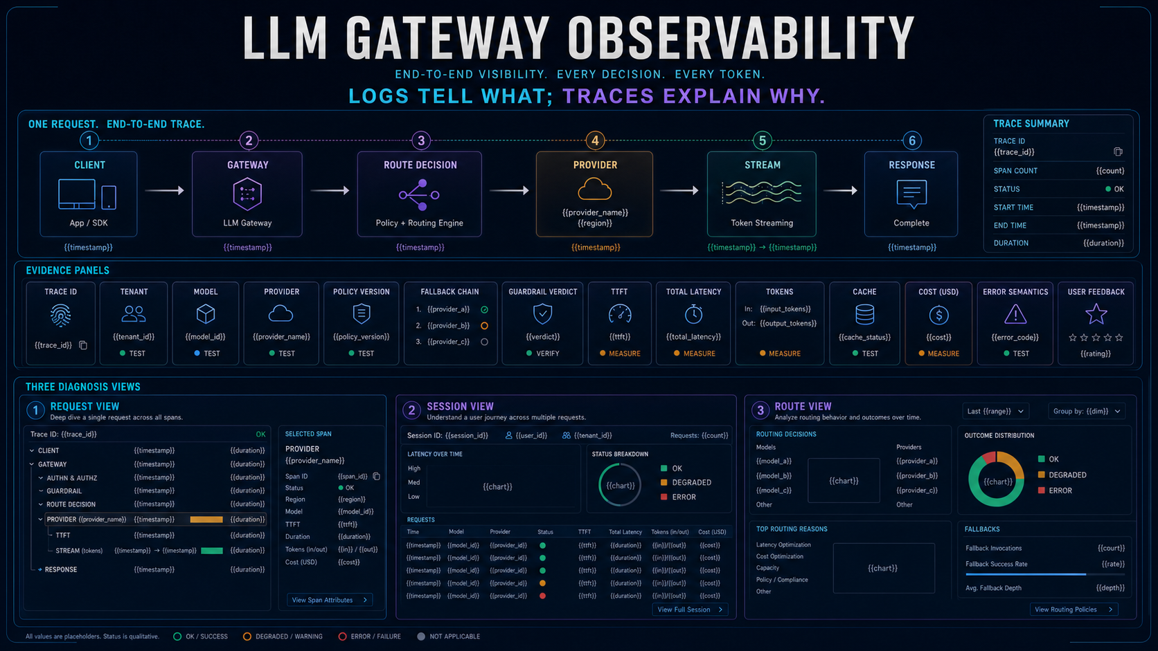 LLM gateway observability evidence map