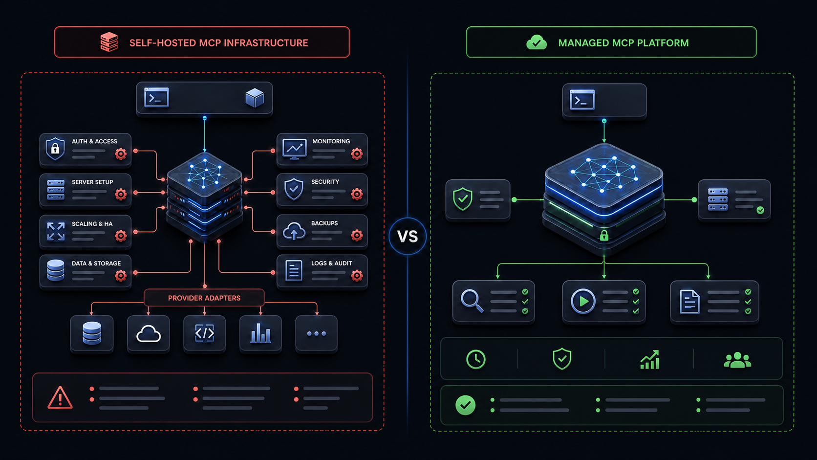 Self-hosted versus managed MCP server infrastructure comparison