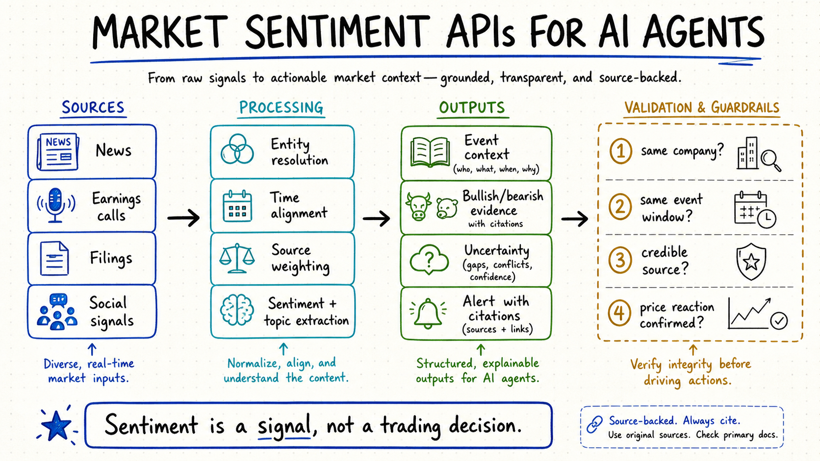 Market sentiment APIs for AI agents diagram