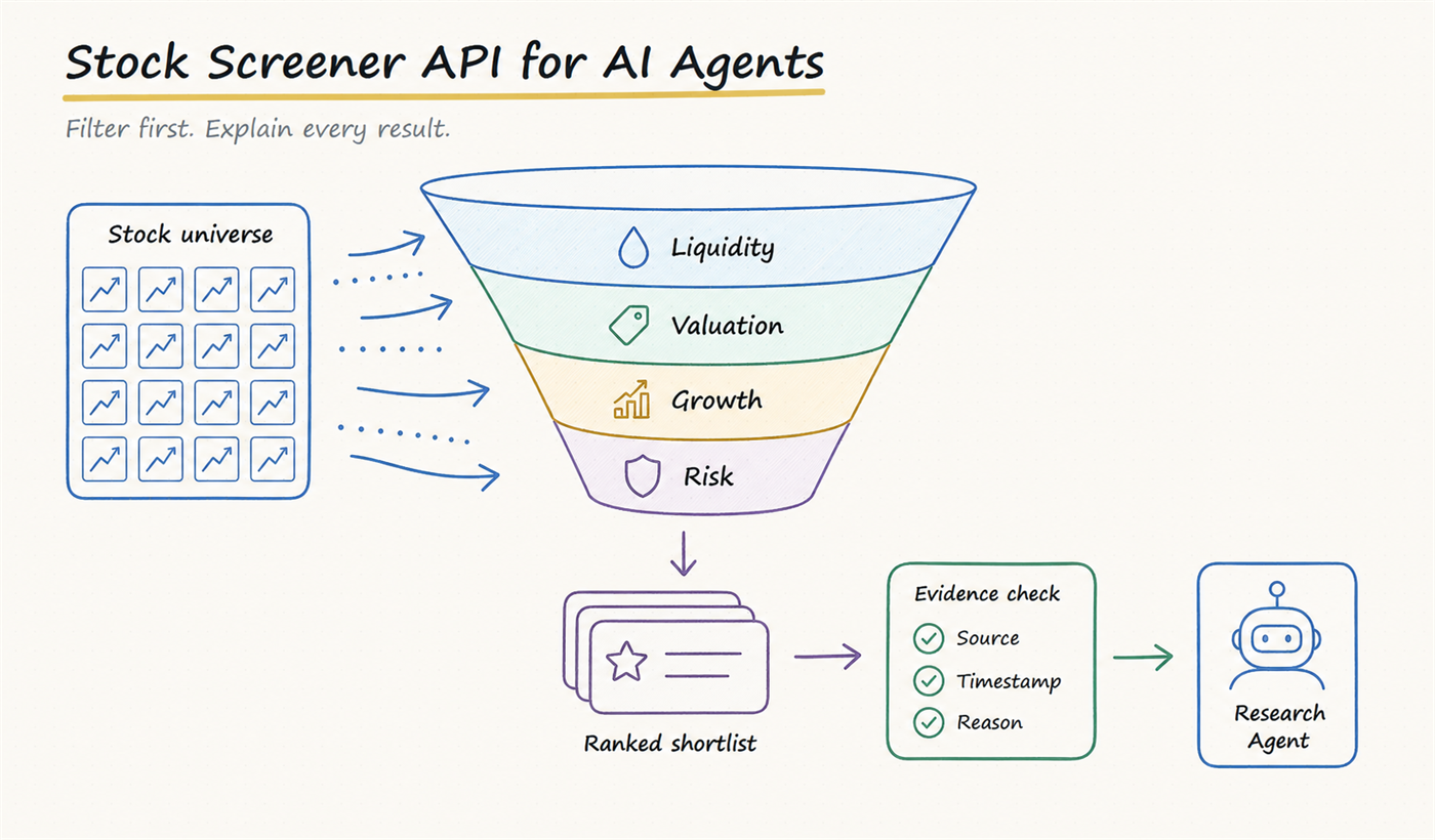Stock screener API workflow for AI agents