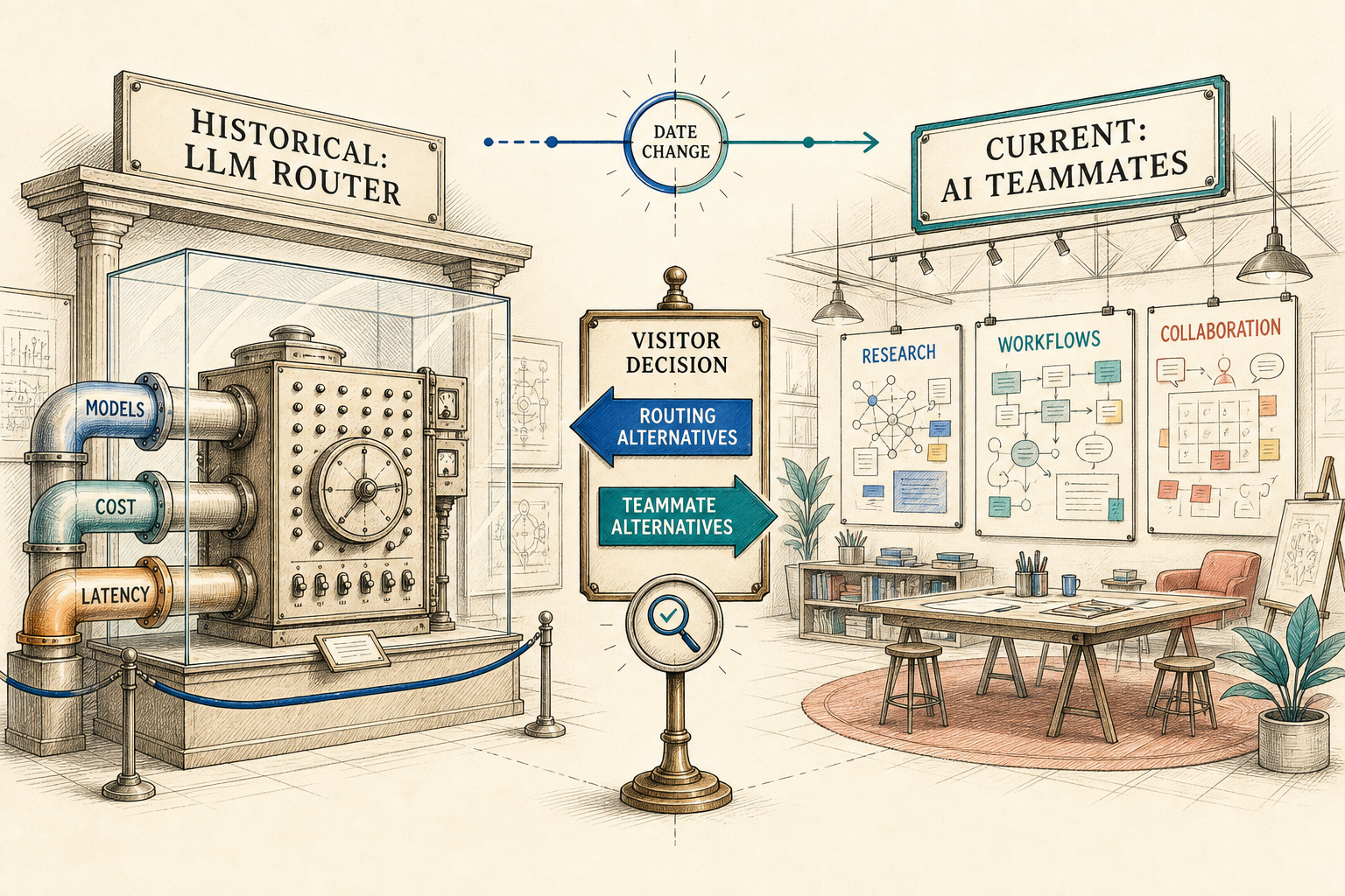 Decision map separating historical Unify LLM routing from current AI teammate alternatives